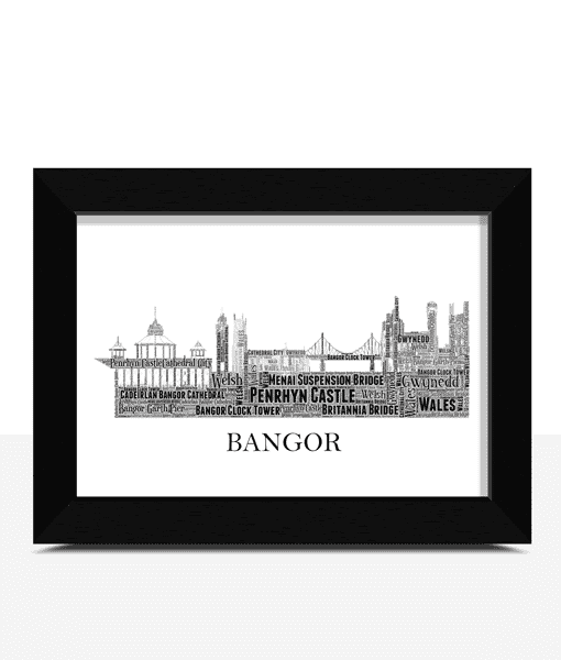 Personalised Bangor Skyline Word Art Picture City Skyline Prints