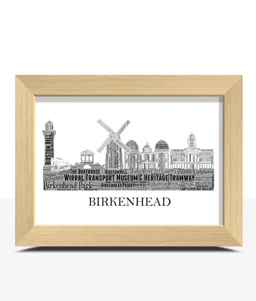 Personalised Birkenhead Skyline Word Art City Skyline Prints