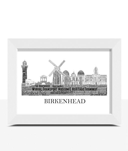 Personalised Birkenhead Skyline Word Art City Skyline Prints