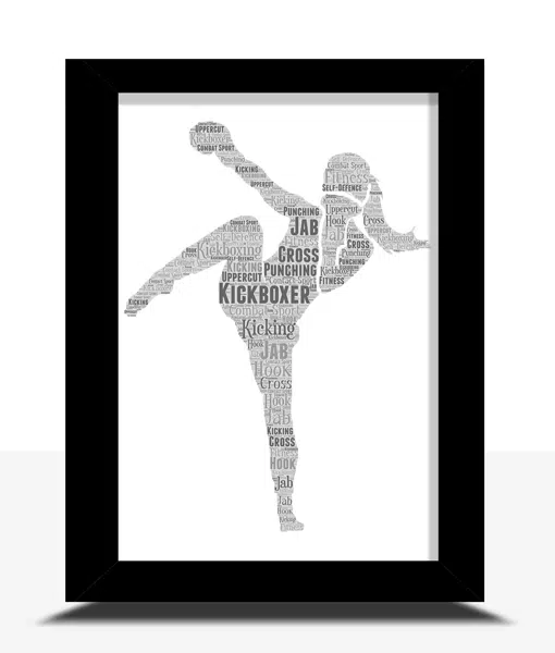 Personalised Female Kickboxer – Word Art Print Sport Gifts