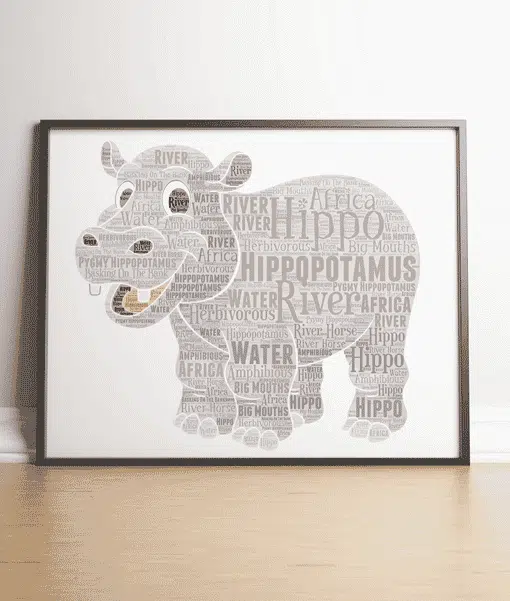 Personalised Hippo Word Art Print Animal Prints
