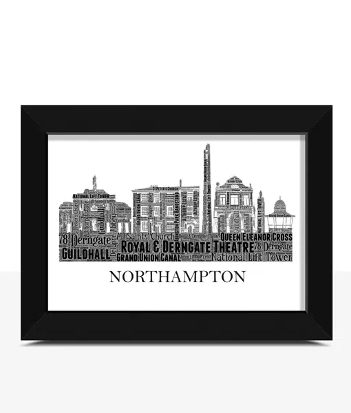 Personalised Northampton Skyline Word Art City Skyline Prints