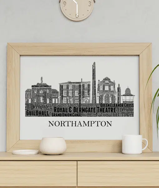 Personalised Northampton Skyline Word Art City Skyline Prints