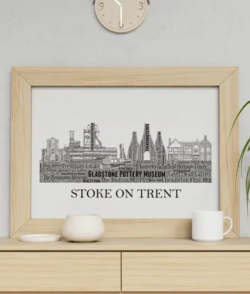 Personalised Stoke on Trent Skyline Word Art Picture City Skyline Prints