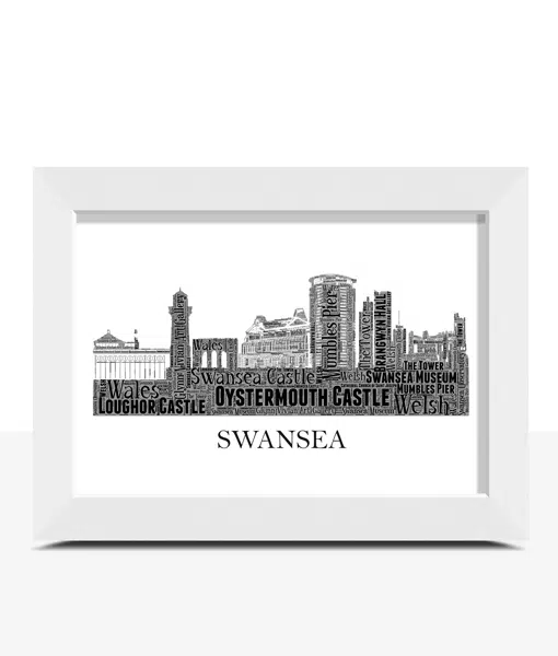 Personalised Swansea Skyline Word Art Picture City Skyline Prints