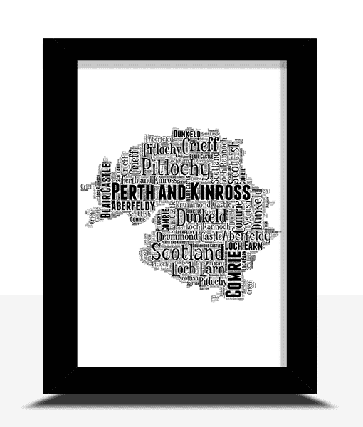 Perthshire and Kinross – Personalised Word Art Map Maps