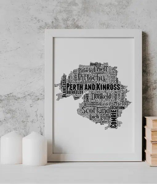 Perthshire and Kinross – Personalised Word Art Map Maps