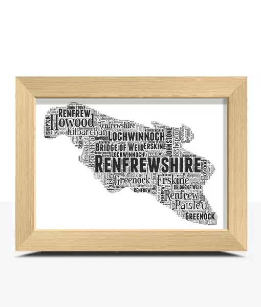 Renfrewshire – Personalised Word Art Map Maps