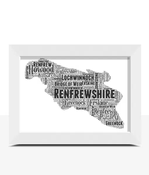 Renfrewshire – Personalised Word Art Map Maps