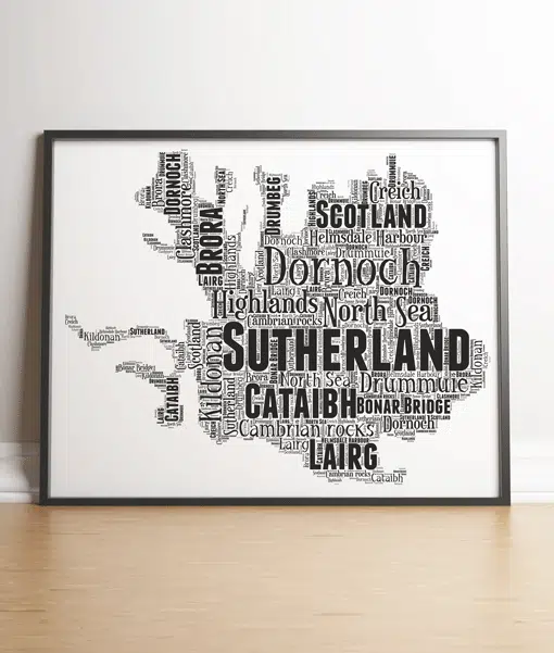 Sutherland – Personalised Word Art Map Maps