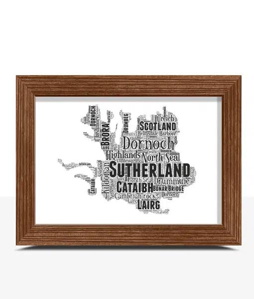 Sutherland – Personalised Word Art Map Maps