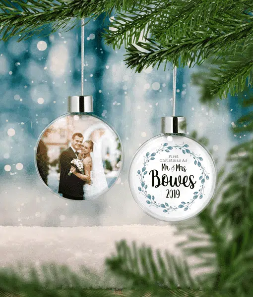 Newly Wed Married Couple – Personalised Christmas Bauble Christmas