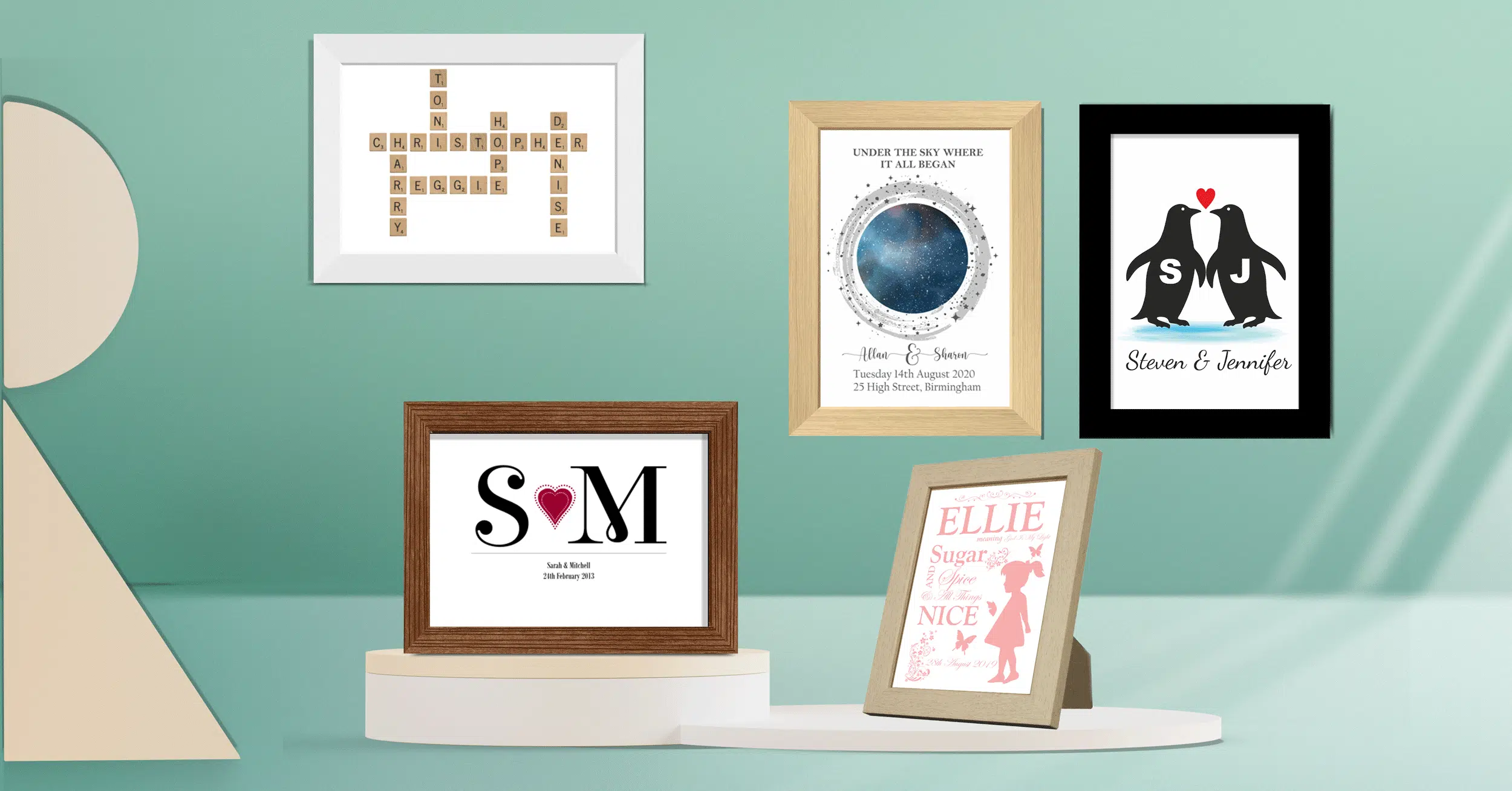 Personalised Couples Initials Print Anniversary Gifts