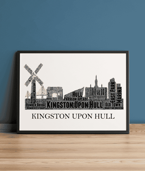 Personalised Kingston upon Hull Skyline Word Art City Skyline Prints