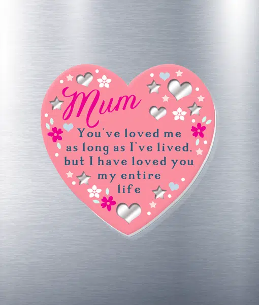Mum – Heart Shaped Wooden Fridge Magnet Gifts For Mum