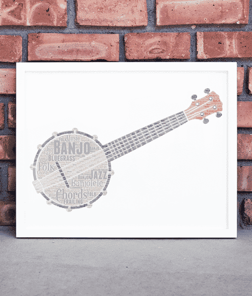 Personalised Banjo Player Word Art Gift Music Gifts