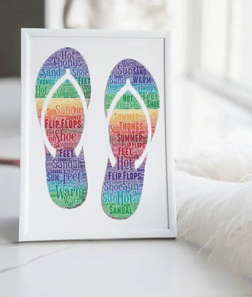 Personalised Flip Flops – Holiday Word Art Picture Gift Travel