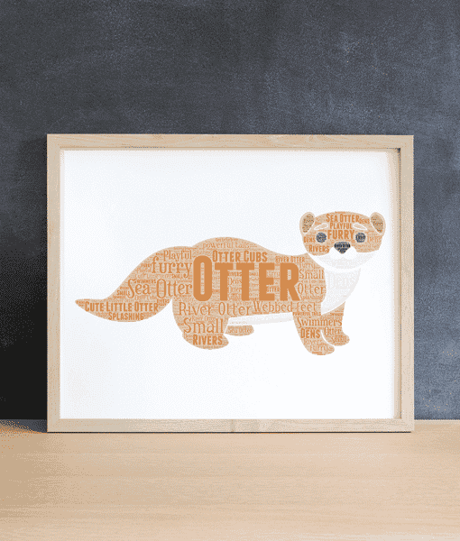 Personalised Otter Word Art Picture Frame – Otter Print Animal Prints