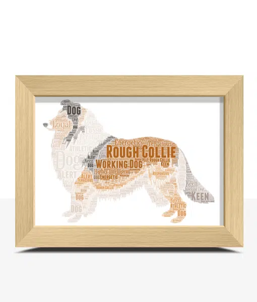 Personalised Rough Collie Dog Word Art Picture Print Animal Prints