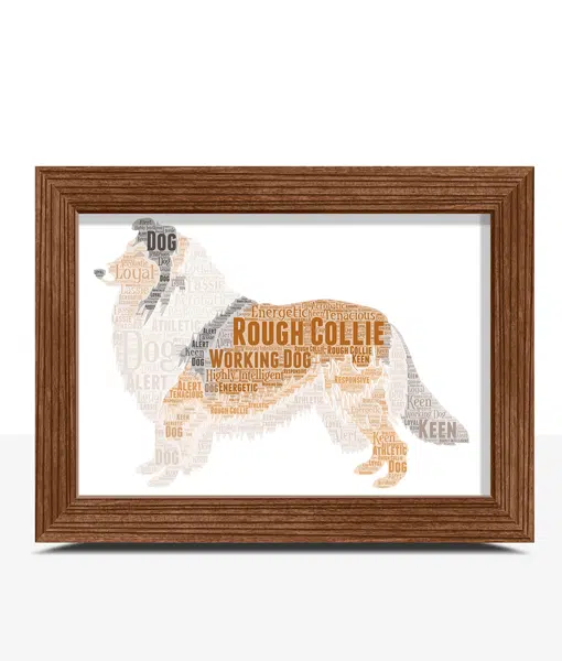 Personalised Rough Collie Dog Word Art Picture Print Animal Prints
