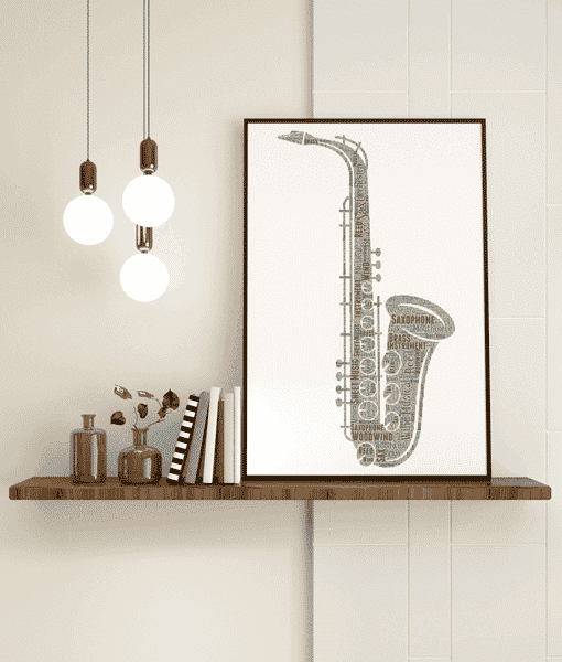Saxophone Word Art – Saxaphonist – Sax Teacher Gift Music Gifts