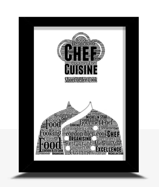 Customised Chef Word Art Picture Gift – Kitchen Art Food And Drink