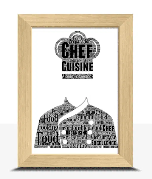Customised Chef Word Art Picture Gift – Kitchen Art Food And Drink