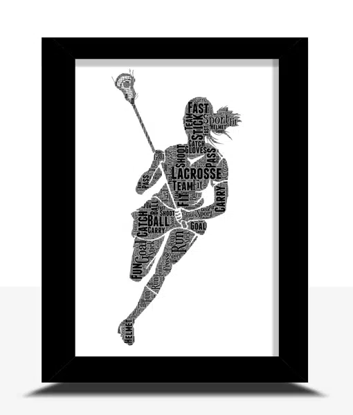 Womens Lacrosse Word Art – Personalised Lacrosse Player Gift Sport Gifts