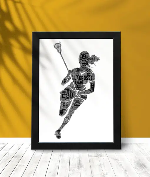 Womens Lacrosse Word Art – Personalised Lacrosse Player Gift Sport Gifts