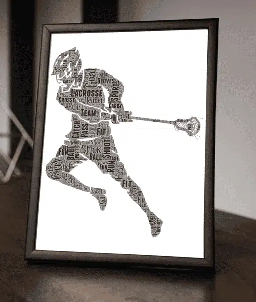 Mens Lacrosse Word Art – Personalised Lacrosse Player Gift Sport Gifts
