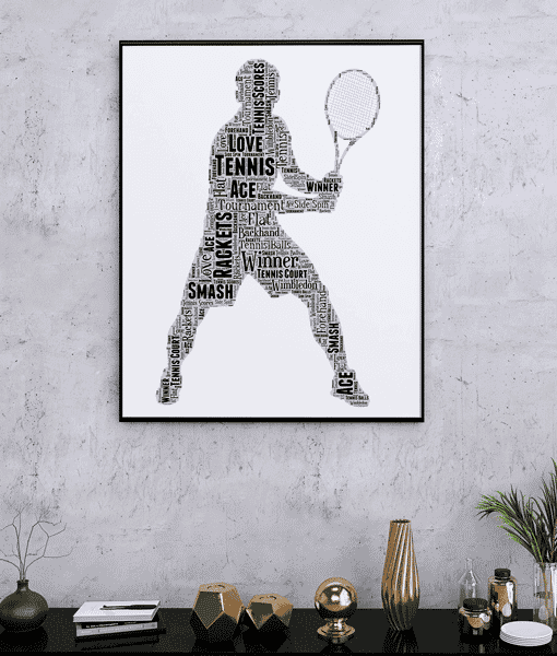 Personalised Mens Tennis Player Word Art Gift Sport Gifts