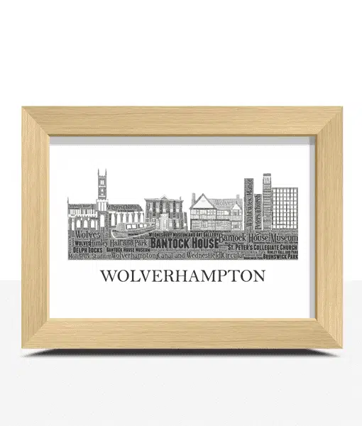Personalised Wolverhampton Skyline Word Art City Skyline Prints