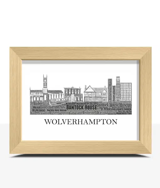 Personalised Wolverhampton Skyline Word Art City Skyline Prints
