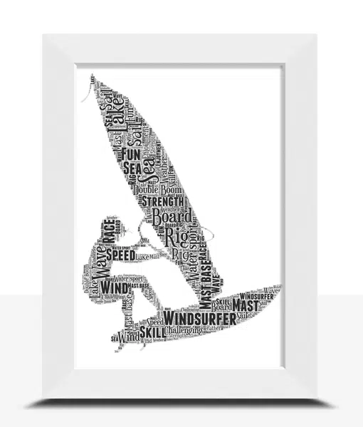Windsurfing Word Art – Personalised Windsurfer Gift Sport Gifts