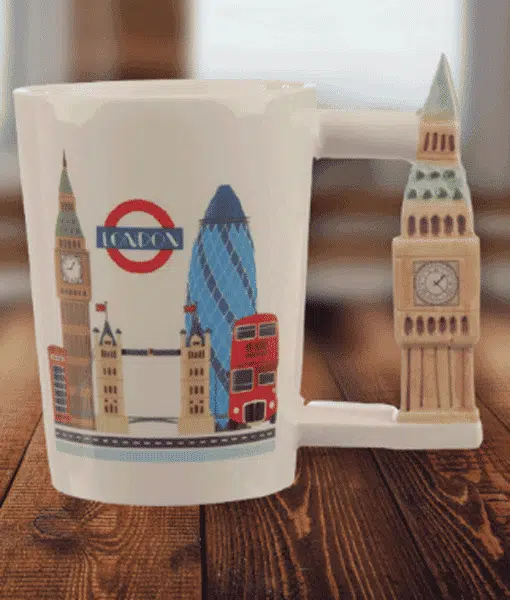 London Gift – Big Ben Shaped Handle Ceramic London Mug