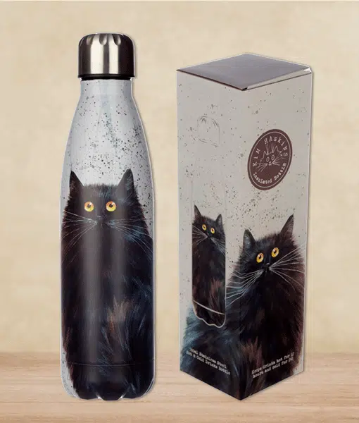 Black Cat Stainless Steel Insulated Drinks Bottle