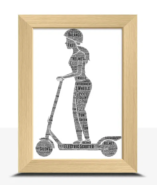 Girls Personalised Electric Scooter Word Art Gift