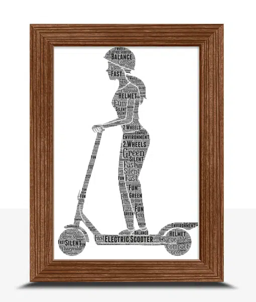 Girls Personalised Electric Scooter Word Art Gift