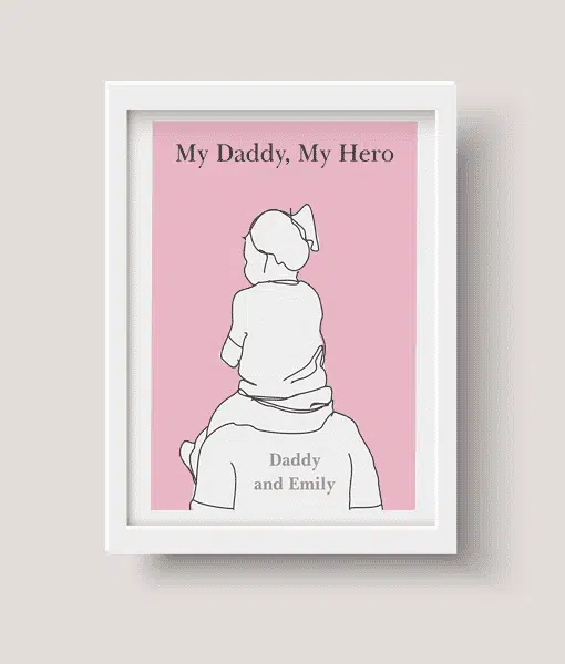 My Daddy, My Hero – Hand Drawn Style Personalised Dad Print Fathers Day Gifts