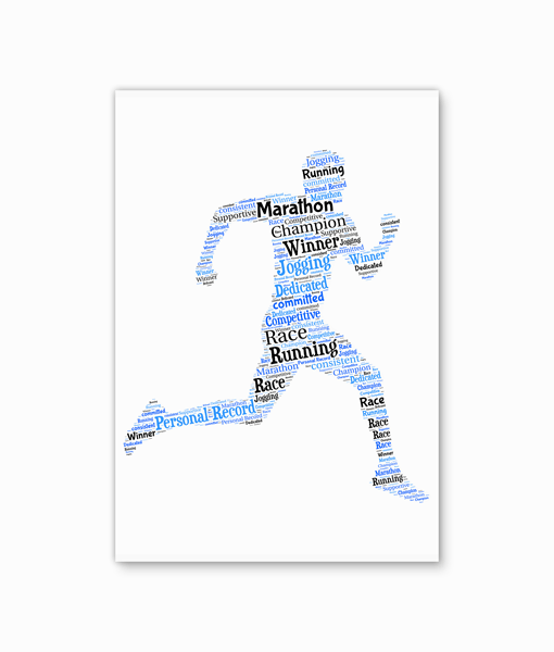 Custom Word Art, Runner 2024 Portrait, Personalized Gift for Athletes