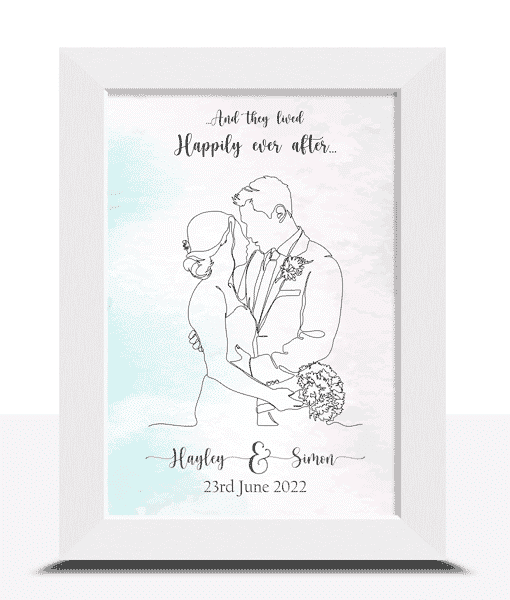 Wedding Couple Line Drawing Print – Wedding Frame Gift Anniversary Gifts