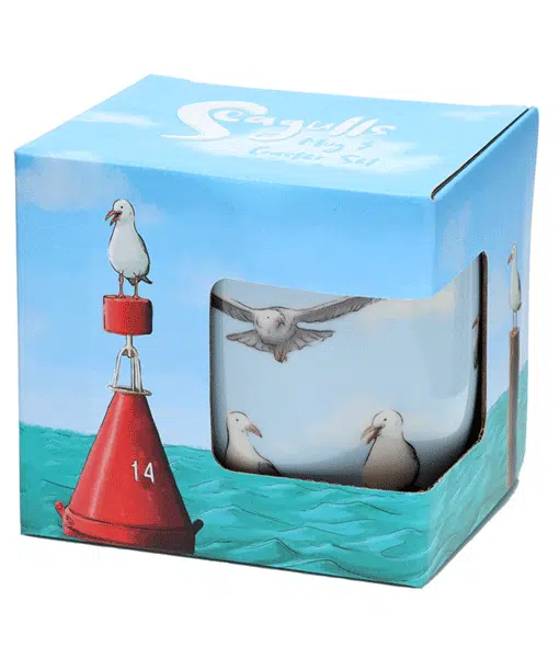 Beach Inspired Seaside Porcelain Seagull Mug and Coaster Gift Set