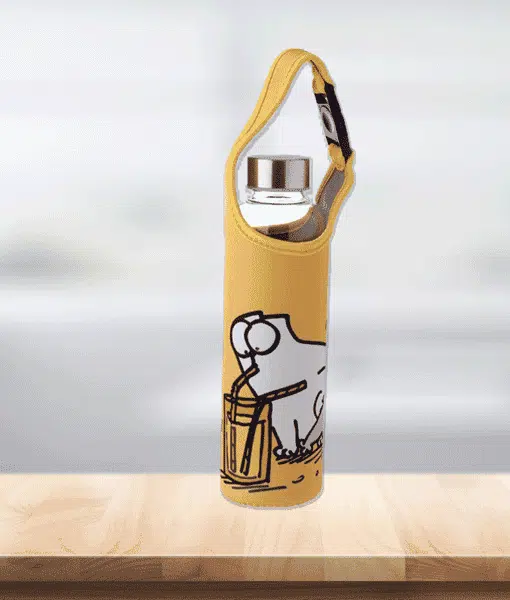 Simon’s Cat Glass 500ml Water Bottle with Protective Neoprene Sleeve
