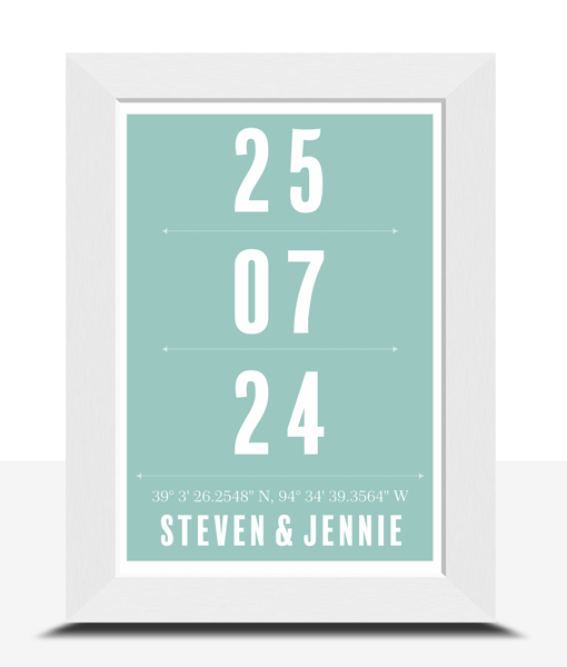 Special Time and Place – Date and Coordinates Print – Couple Personalised Gift Anniversary Gifts