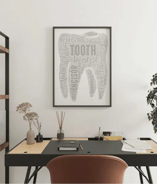 Personalised Tooth Word Art Print – Dentist Gift