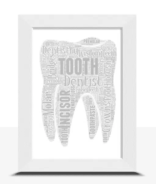 Personalised Tooth Word Art Print – Dentist Gift