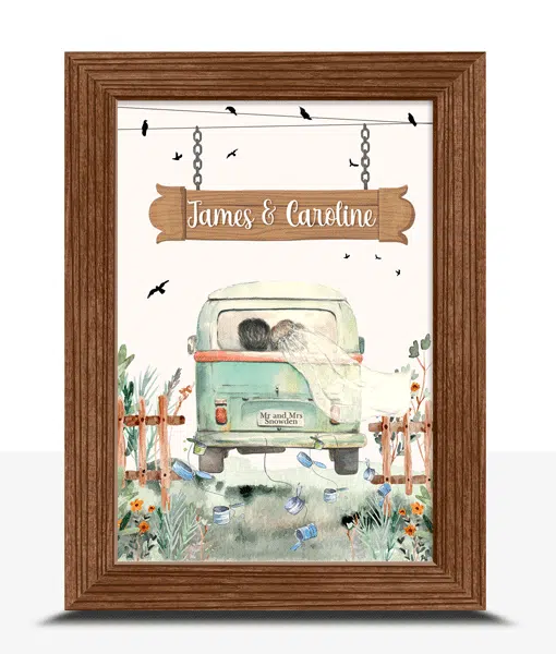 Just Married – Personalised Campervan Wedding Frame Gift Wedding Gifts
