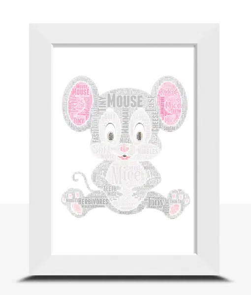 Personalised Cute Mouse Word Art Picture Gift Animal Prints