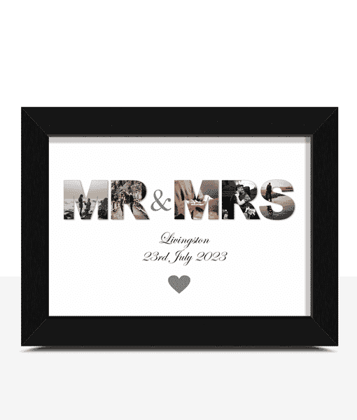 MR & MRS – Personalised Newly Wed Photo Frame Gift Gifts For Couples