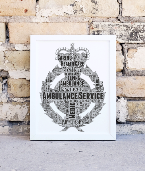 Ambulance Crest Word Art Print – Ambulance Service Gift Healthcare Gifts